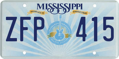 MS license plate ZFP415