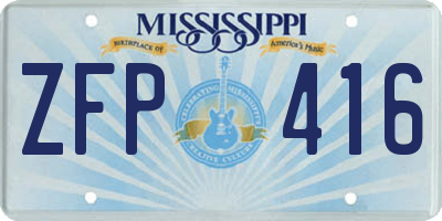 MS license plate ZFP416