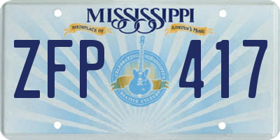 MS license plate ZFP417