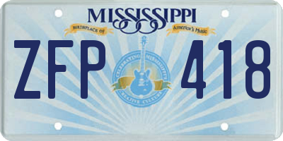 MS license plate ZFP418