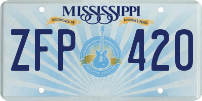 MS license plate ZFP420