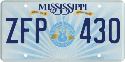 MS license plate ZFP430