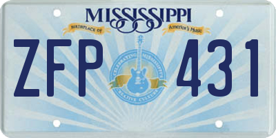 MS license plate ZFP431