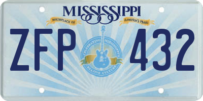 MS license plate ZFP432