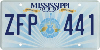 MS license plate ZFP441