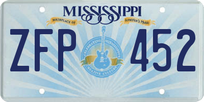 MS license plate ZFP452