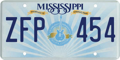 MS license plate ZFP454