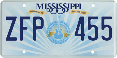 MS license plate ZFP455