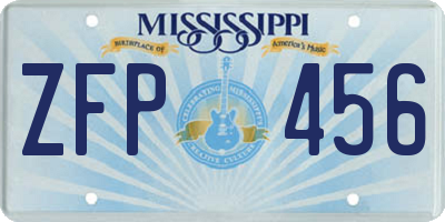 MS license plate ZFP456