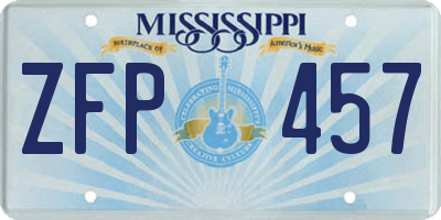 MS license plate ZFP457