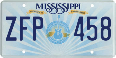 MS license plate ZFP458