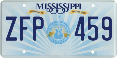 MS license plate ZFP459