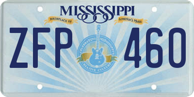 MS license plate ZFP460