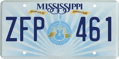 MS license plate ZFP461