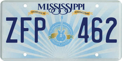 MS license plate ZFP462