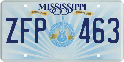 MS license plate ZFP463