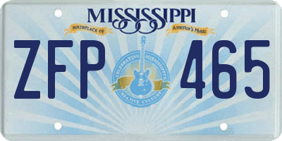 MS license plate ZFP465