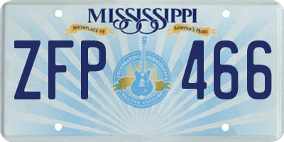 MS license plate ZFP466