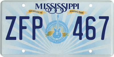 MS license plate ZFP467