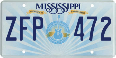 MS license plate ZFP472