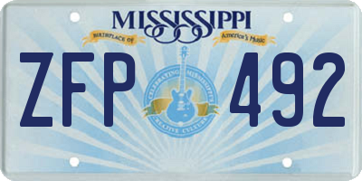 MS license plate ZFP492