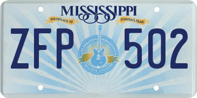 MS license plate ZFP502