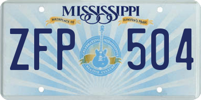MS license plate ZFP504