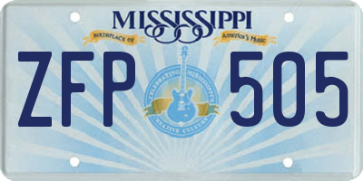 MS license plate ZFP505