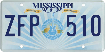 MS license plate ZFP510