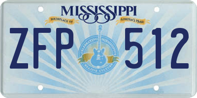 MS license plate ZFP512