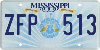 MS license plate ZFP513