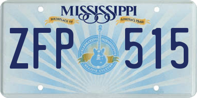 MS license plate ZFP515