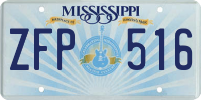 MS license plate ZFP516