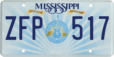 MS license plate ZFP517