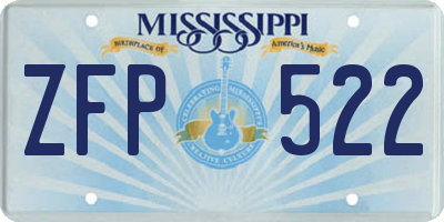 MS license plate ZFP522