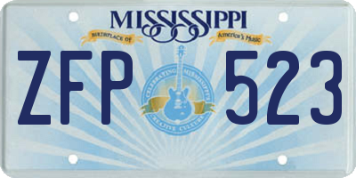 MS license plate ZFP523