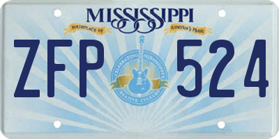 MS license plate ZFP524