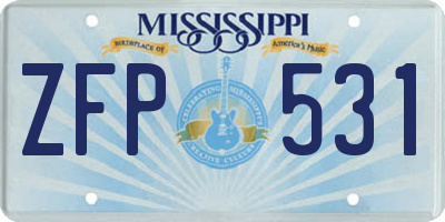 MS license plate ZFP531