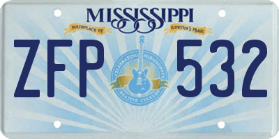 MS license plate ZFP532