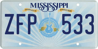 MS license plate ZFP533