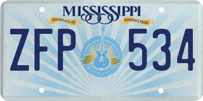MS license plate ZFP534