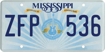 MS license plate ZFP536