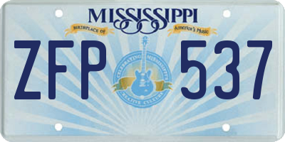 MS license plate ZFP537