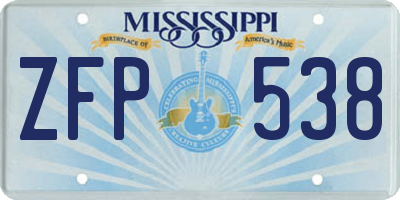 MS license plate ZFP538