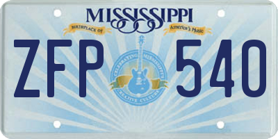 MS license plate ZFP540