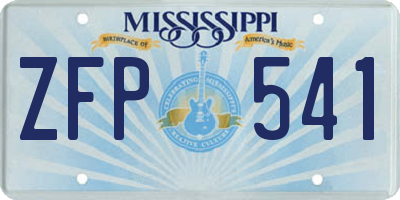 MS license plate ZFP541