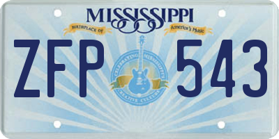 MS license plate ZFP543