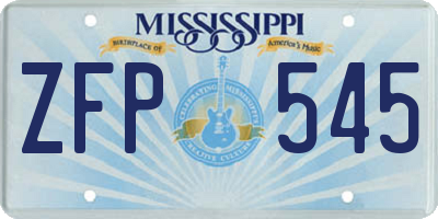 MS license plate ZFP545