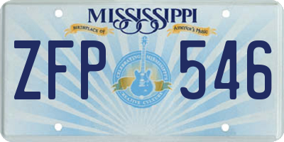 MS license plate ZFP546