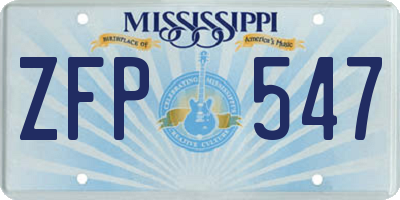 MS license plate ZFP547